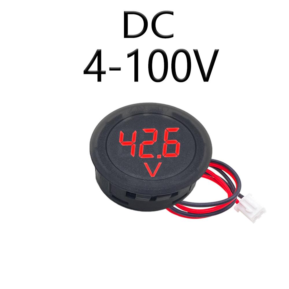 DC 4-100V светодиодный цифровой дисплей круглый двухпроводной вольтметр цифровой вольтметр постоянного тока головка дисплея защита от обратного подключения