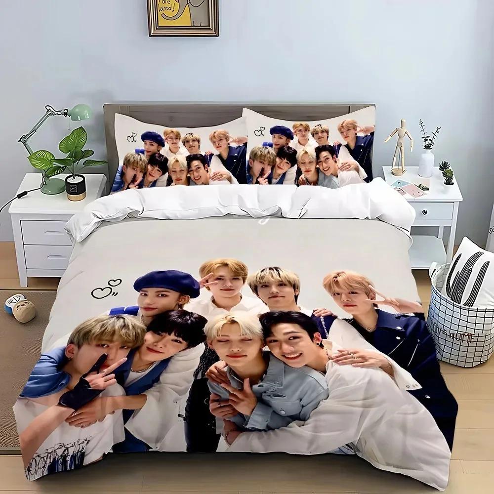 3D-печатный комплект постельного белья K-Pop группы S-Stray-K-Kids Пододеяльник Наволочка Односпальный/Полуторный/Двуспальный/Евро Размер Для Фанатов Декор Спальни