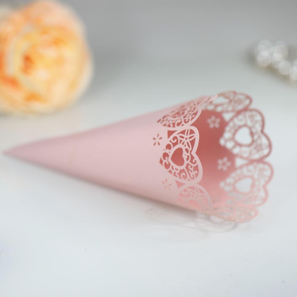 50pcs Laser Hollow Paper Cones Wedding Decoration Petals Confetti Trendy Wedding Cones