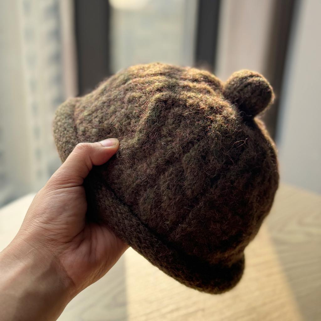 Новая милая маленькая нишевая тонкая шерстяная шапка-пушок для женщин на осень и зиму, теплая вязаная шапка-бини, универсальная