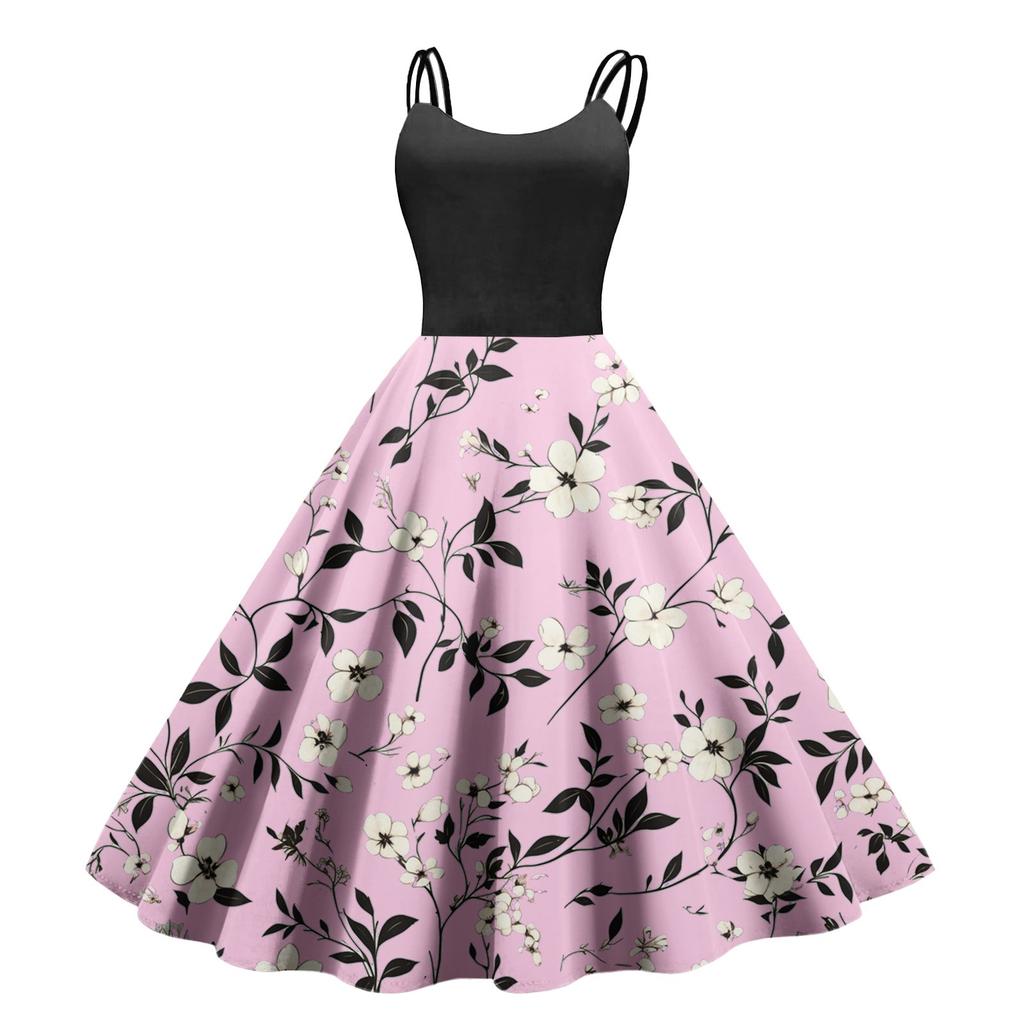 Women's Casual Fashion Print Sexy Off Shoulder Punk Retro Dress Retro Dress Dress