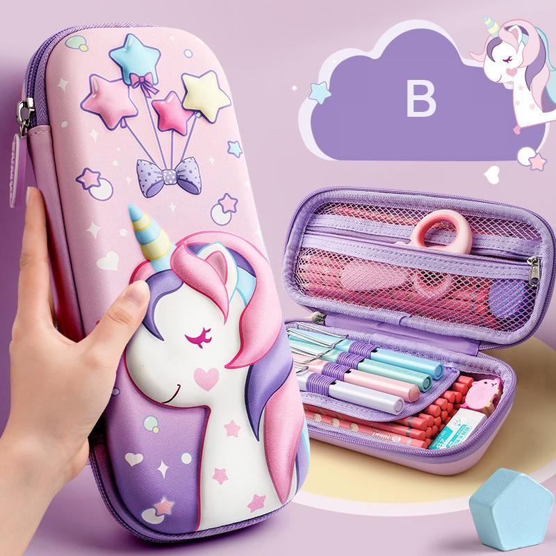 3D EVA Unicorn Cute Pencil Case Cartoon Stationery Box Girls Color Pencil Box Student Pen Case School Supplies Gifts Ipad Case