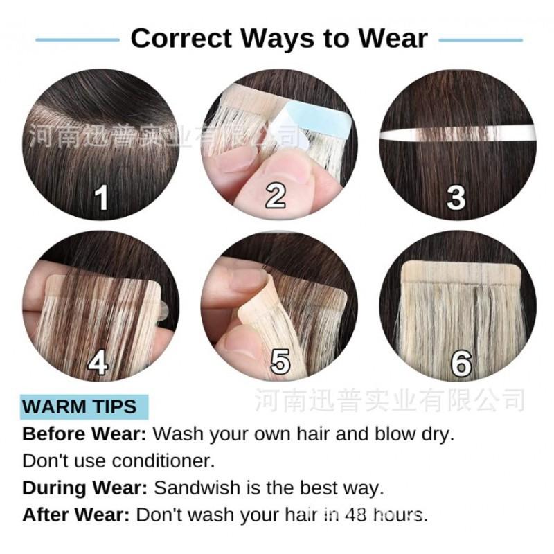 Real Hair Without Trace Invisible Extension Piece Jurchen Wig PU Tape In
