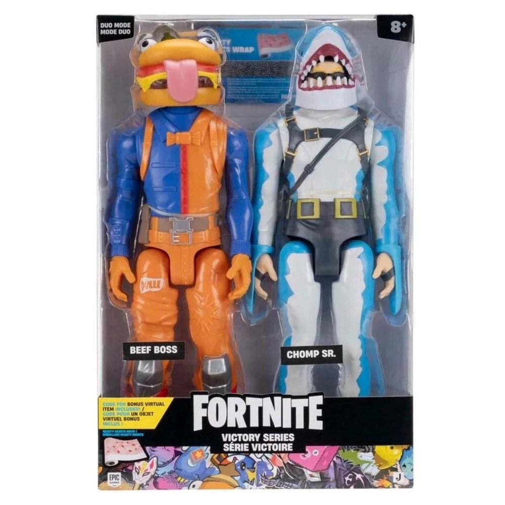 Jazwares Fortnite Large Duo Mode Victory Series Action Figures Twin Pack Beef Boss Chomp Senior 12-inch 30cm with Code