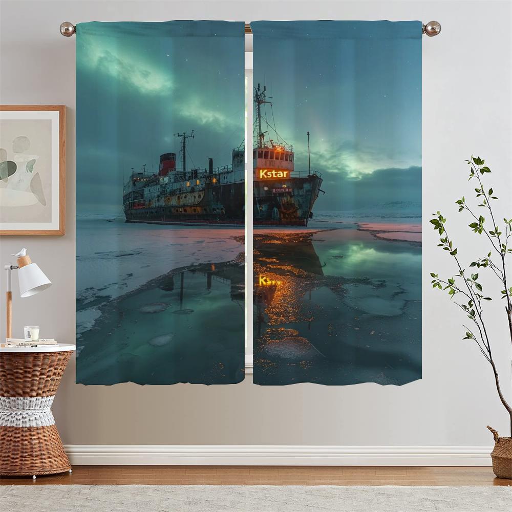 Шторы Marine Aurora Black Out для гостиной, кухни, комплект из 2 шт., чехлы для штор, подхваты для оконных жалюзи, затемняющие шторы