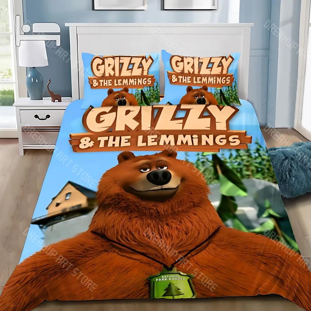 Duvet Pillowcase Bedding Set Adult Boy Grizzys The L-Lemmings Girl Bedroom Decoration Children Gift Single Double Large Siz