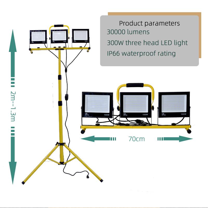 Floodlight with Bracket Emergency Maintenance Work Light Construction Site Mobile Portable Searchlight Outdoor Square Lighting