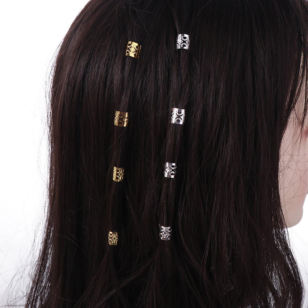 60pcs Dread Locks Hollow Out Hair Ring Metal Cuff Clips Hair Braid Tubes Dreadlocks Beads Decor