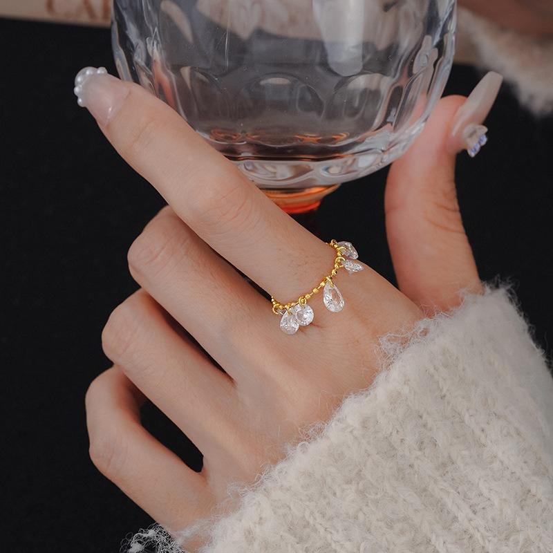 Роскошное Изысканное Регулируемое Кольцо с Неправильной Бахромой в Виде Капель Воды и Цирконами для Женщин, Повседневное, для Посещения Ужинов, Подарок