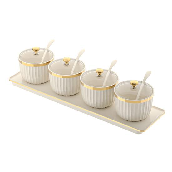 Банки для специй Отдельные контейнеры для приправ Прозрачные акриловые банки с ложками Поднос Пластик без BPA