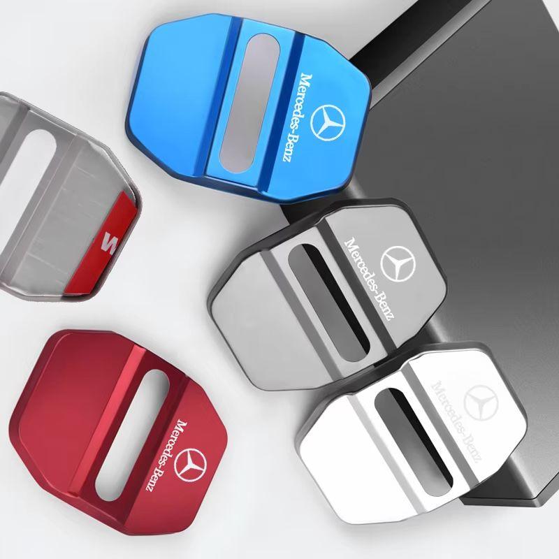 DCGO2 4PCS Stainless steel Car Emblem Door Lock Covers for Mercedes Benz CLA CLS GLE GLC GLS GLK W212 W205 W213 W203 W204 W211 E200
