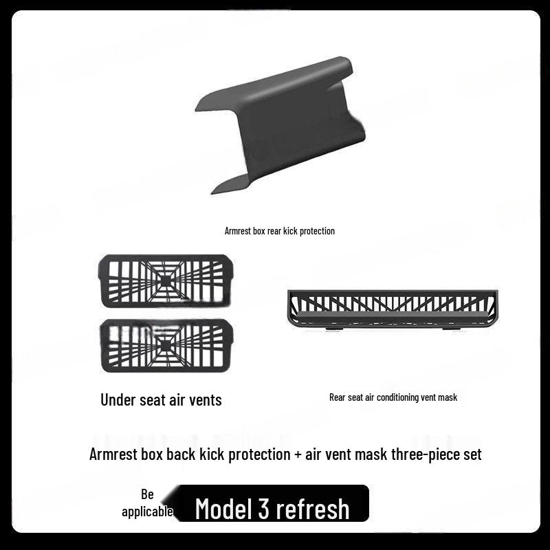 Антипинающие коврики для центральной консоли и задних сидений Tesla Model Y 2025 года