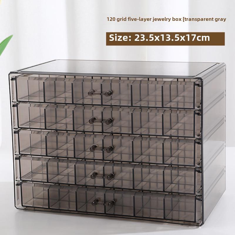 Прозрачная многослойная шкатулка для хранения украшений с ящиками для колец, сережек, ожерелий и браслетов