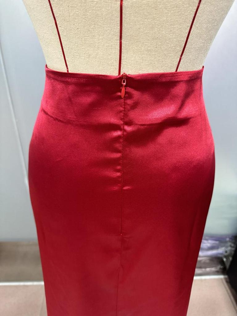 Женская атласная шелковая юбка-миди фасона "рыбий хвост" - Осенняя коллекция