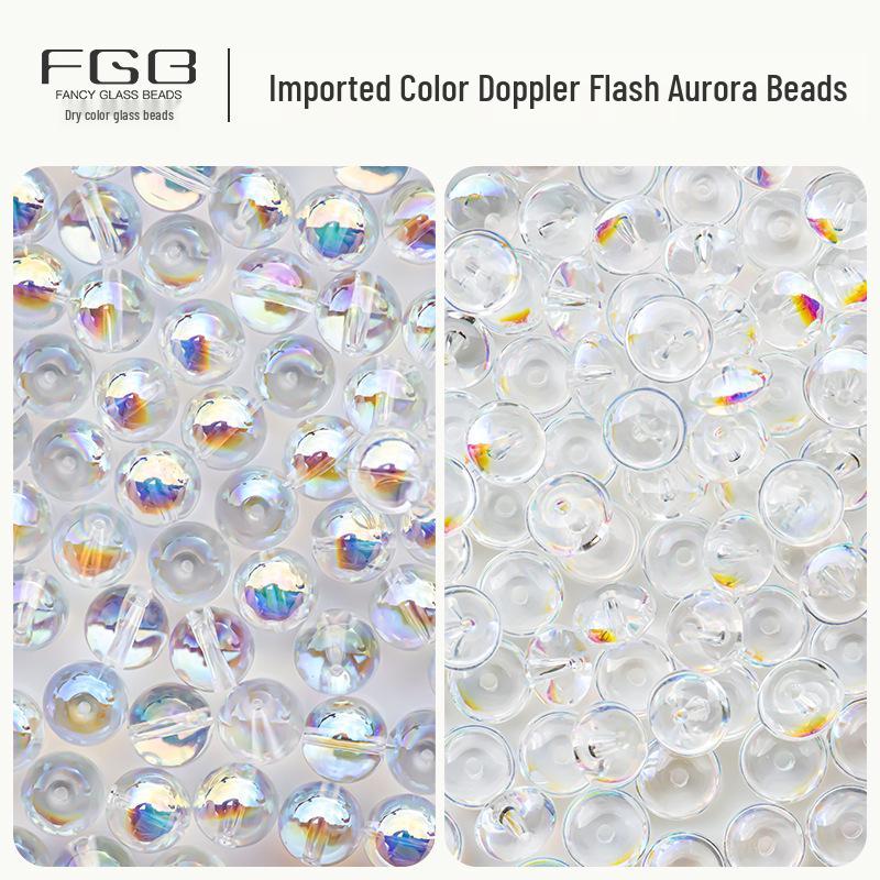 Радужные стеклянные бусины-бисер Аврора 4-10 мм: Супер блестящие, прозрачные круглые/дисковые бусины для DIY украшений и рукоделия.