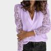 YYFS Women's Fashion Casual Spring Autumn Solid Color Print Long Sleeve V-Neck Blouses & Shirts