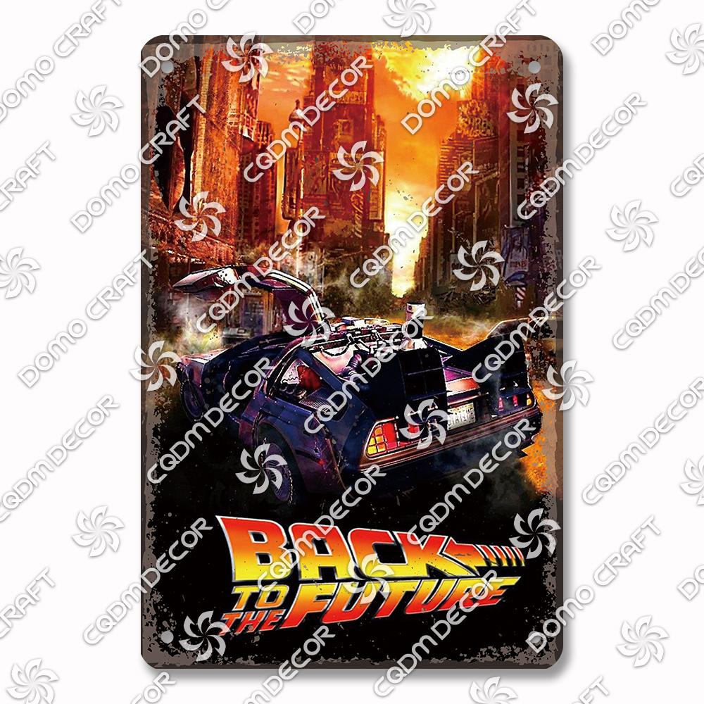 Classic Science Fiction Film Metal Tin Sign, Back To the Future Movie Poster Metal Plates, Cinema Club Cafe Bar Home Wall Decor