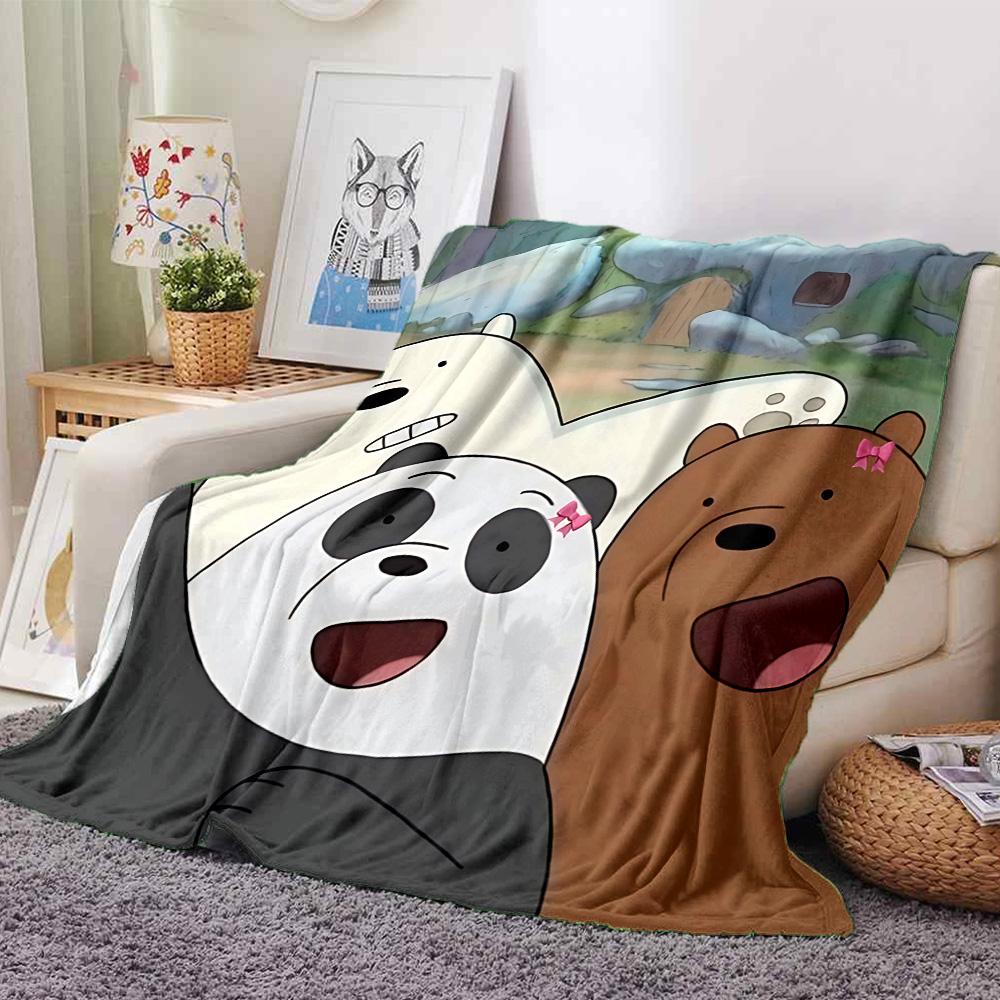 Bare Bears Adventure Flannel Blanket Super Soft Warm Cozy Blanket For Sofa Bed Office Travel Allseason Home Decor Gift