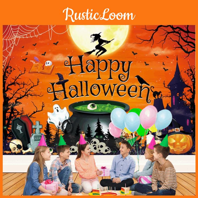 Высококачественный Весенний Полиэстер Хэллоуинский Фоновый Тканевый Баннер Замок Ведьмы Украшение для Хэллоуинской Вечеринки