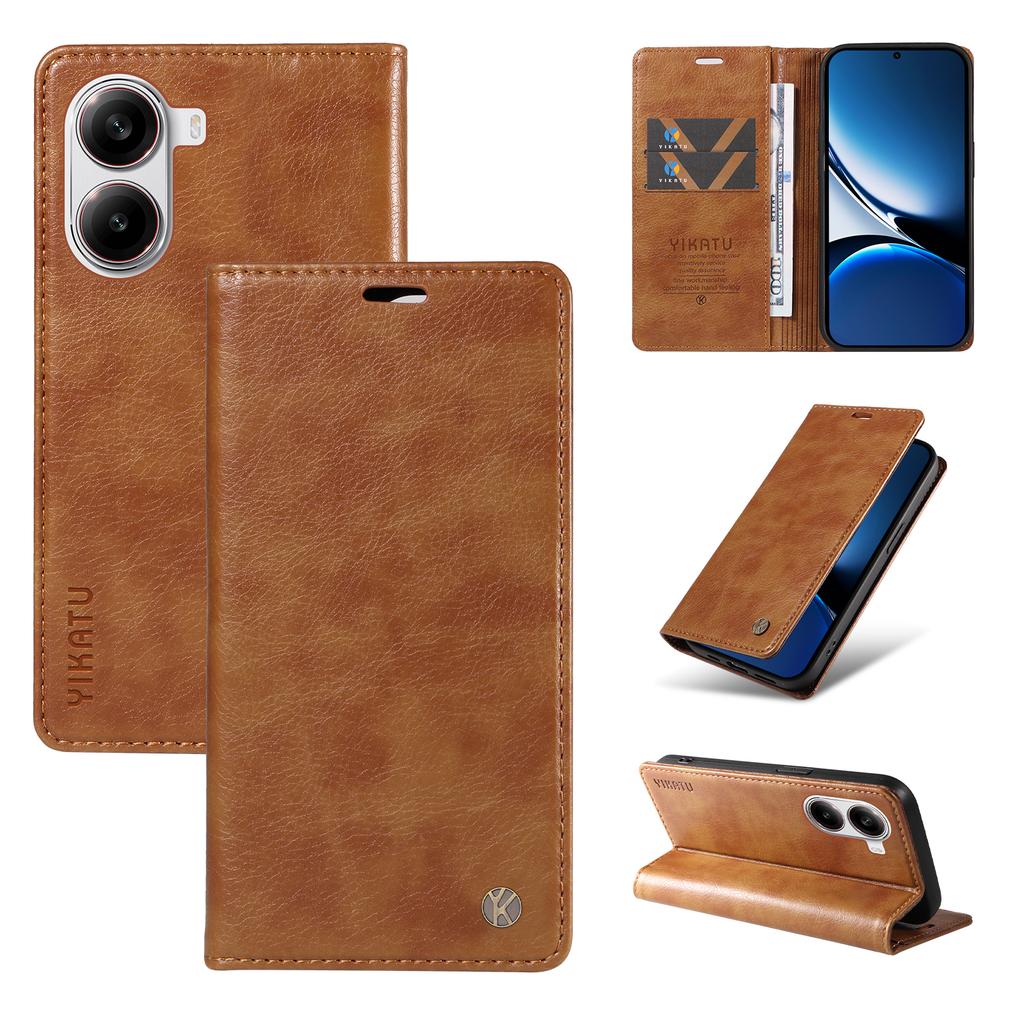 For Xiaomi Redmi Turbo 4 5G/Poco X7 Pro 5G Wallet Case YIKATU YK-006 Magnetic Closure Leather Phone Cover Litchi Texture