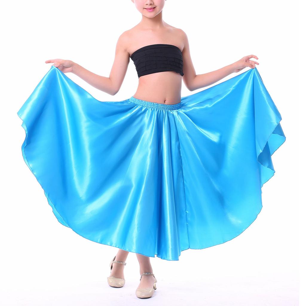 Детская длинная юбка для бальных танцев с полным кругом для девочек, юбка макси для фламенко, ча-ча, латинской румбы, самбы, танцевальная одежда