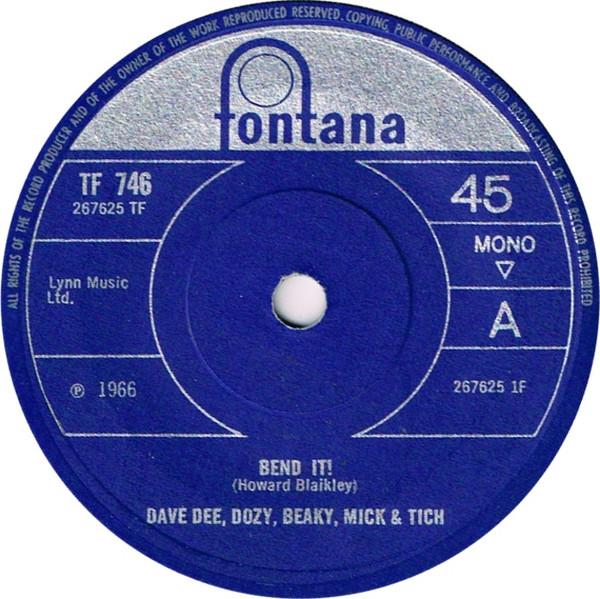 7inch Record DAVE DEE, DOZY, BEAKY, MICK & TICH - Bend It! TF746 Fontana 1966 UK Rock Used