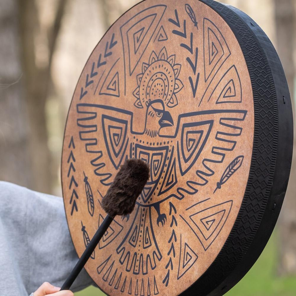 Шаманский барабан 25 см с барабанной палочкой, инструмент для звукового исцеления