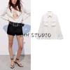 Spring New Women's Clothing French Sweet Lapel Long Sleeves Contrast Color String Decoration Tops Shirt 7484063