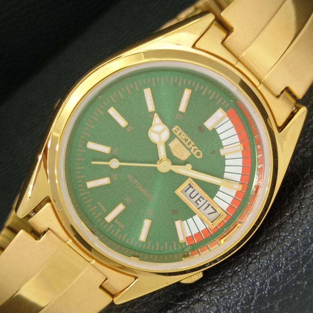VINTAGE REFURBISHED SEIKO 5 AUTOMATIC 6309A JAPAN MENS GREEN WATCH a440801-4