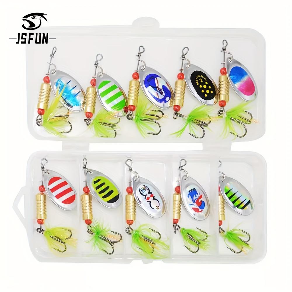 Новый набор металлических блесен-спиннеров 10 шт./коробка, набор рыболовных приманок-колебалок, крэнкбейтов, воблеров для ловли щуки, набор крючков, искусственная приманка