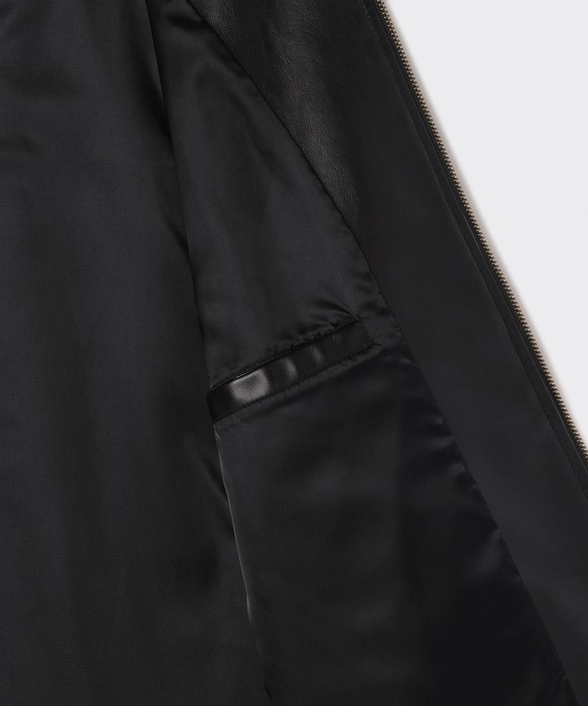 Musinsa Standard Faded Synthetic Leather Racer Jacket [Black]