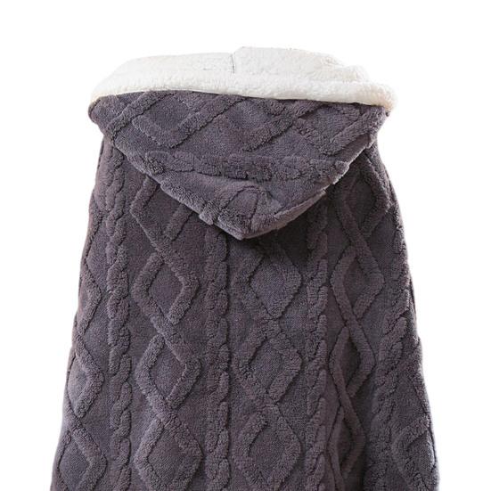 Накидка-шаль с капюшоном для дома и улицы теплая толстая двухсторонняя плюшевая машинка