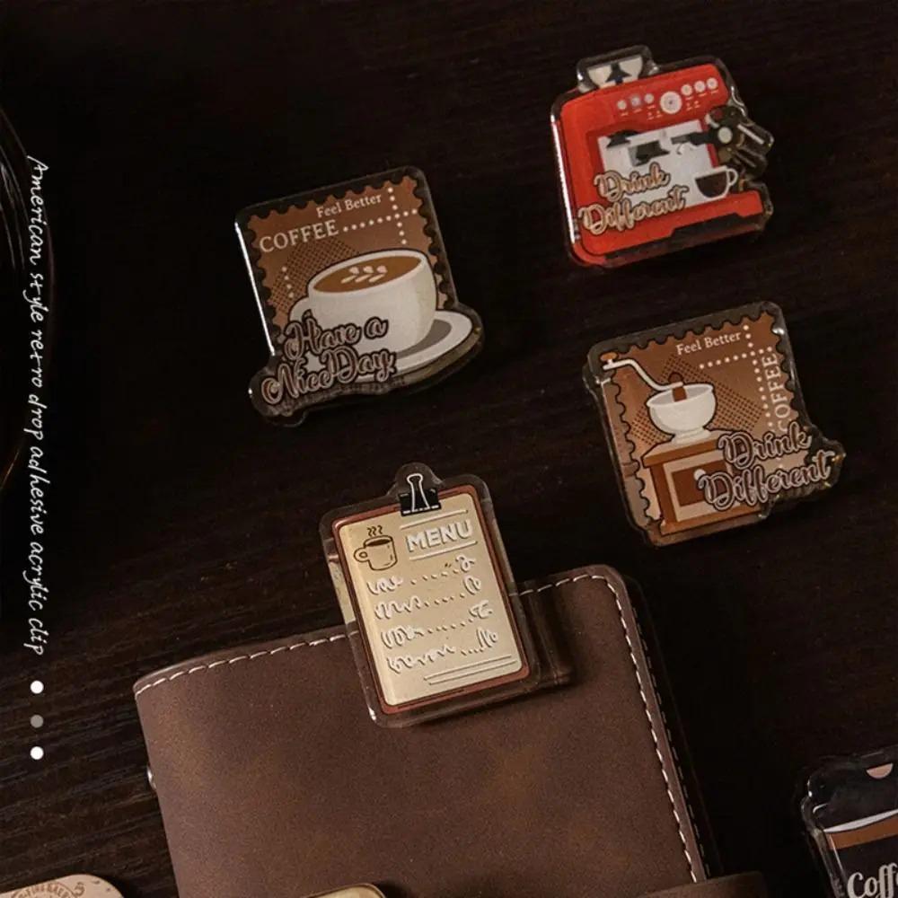 Stationery Kawaii Coffee Acrylic Clips Binder Clips Coffee Paper Clip School Office Supply