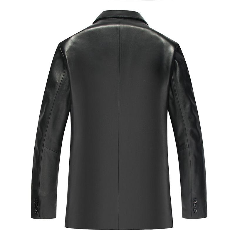 Мужская куртка из натуральной кожи с костюмным воротником, осенне-зимнее тонкое пальто, новая кожаная куртка мужская из натуральной кожи
