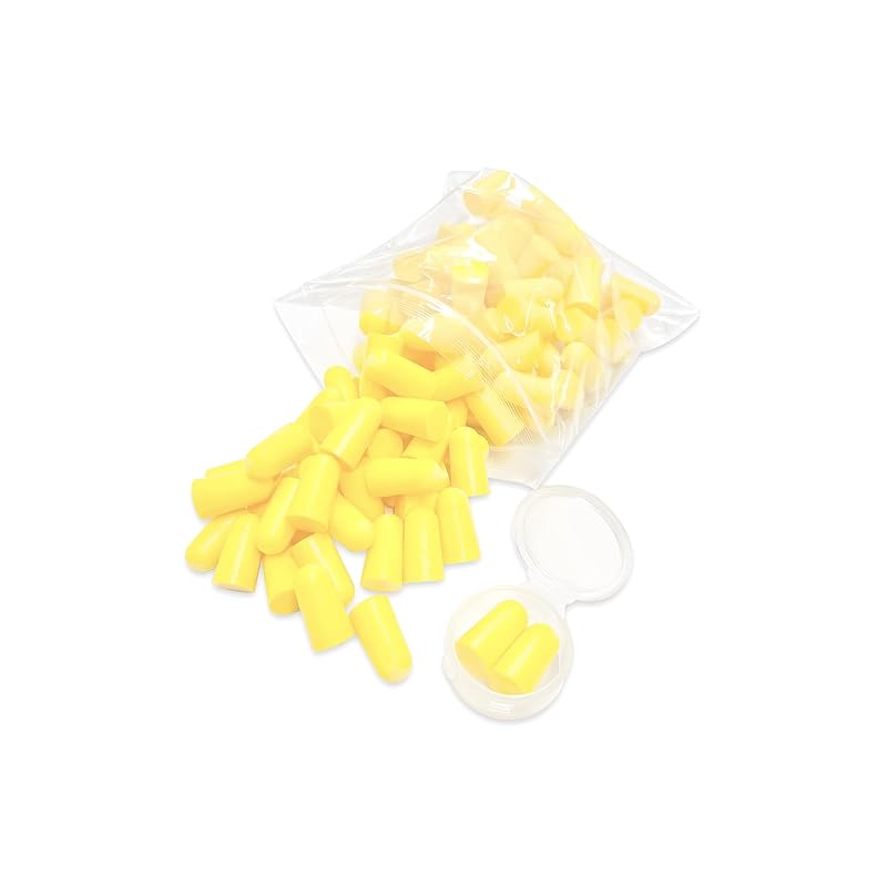 Ear Plugs Comes with Carrying Case Antibacterial Soft Type 60 Pairs (120 Pieces) Yellow Large Capacity Noise Countermeasures