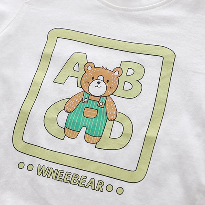 Комплект для мальчиков от 0 до 5 лет Детская футболка с короткими рукавами и круглым вырезом Повседневный комплект из двух предметов: топ и шорты с рисунком для мальчиков