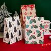 5Pcs Christmas Gift White Kraft Paper Gift Bags Christmas Tree Snowman Elk Festive Atmosphere Cookie Candy Packaging Bags