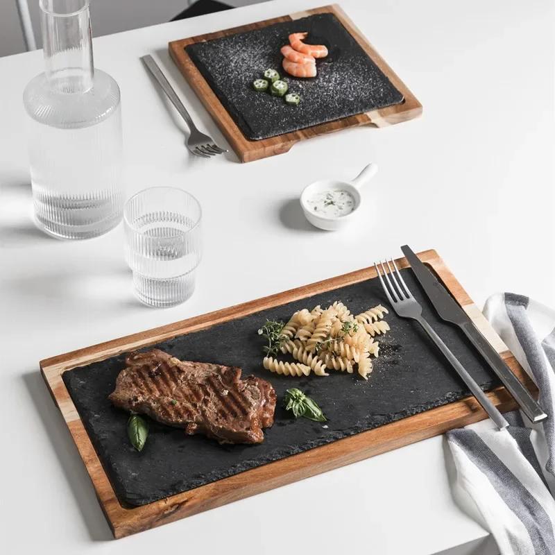 Western Food/Steak Dinner Plate Japanese Creative Cuisine Swing Plate Slate Household Pizza Tray Italian Pasta Dish