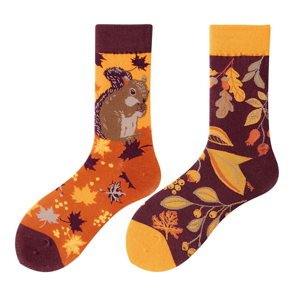 Asymmetric Colorful Christmas Cotton Socks for Couples
