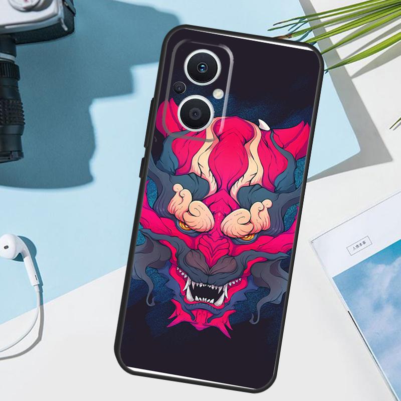 Чехол-маска демона Они Хання для OPPO Reno 13 13F 12 11 F 8T 7 8 10 Pro OPPO Find X8 X6 Pro X3 X5 Lite Чехол Funda