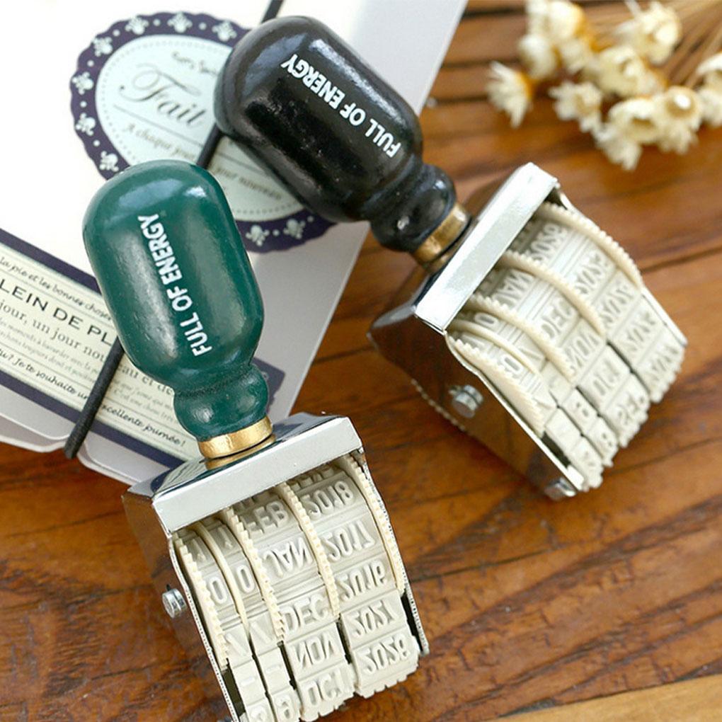 Wooden Handle Dater Stamp Office Date Stamper For DIY Craft Wooden Handle Dater Stamp Adjustable Date