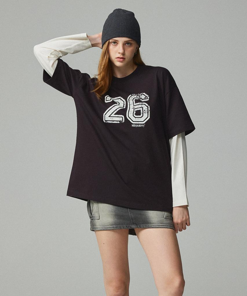 KITTY POTTERY 26 Layered T-Shirt Charcoal