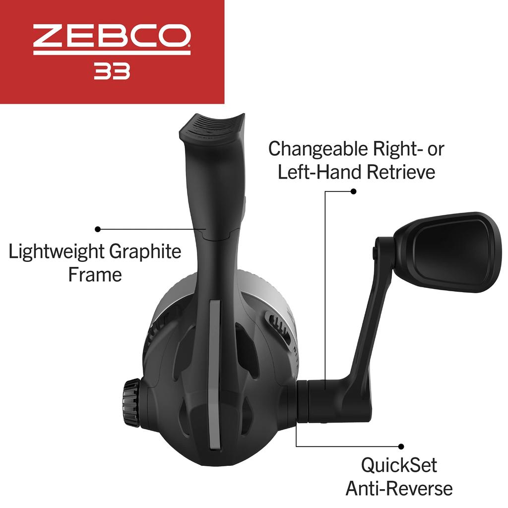 Zebco 33 Micro Trigger Spincast Fishing Reel Size 10 Reel Changeable Right or Left Handed Retrieval Bite Alert All Metal Gear with 4lb Zebco Cajun