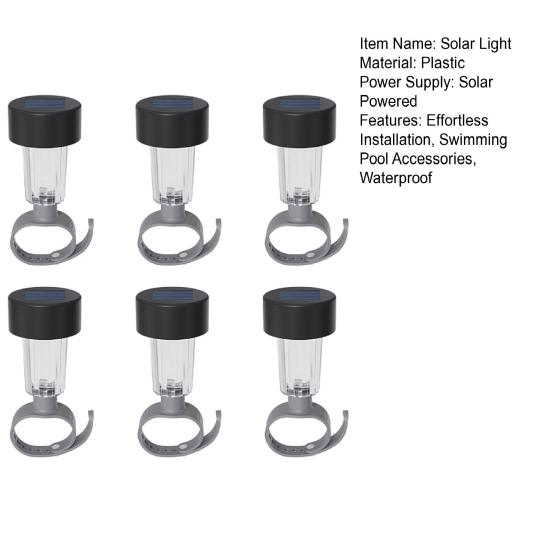 Yousheng 6 Pcs Solar Pool Lights Waterproof Outdoor Ground Pool Frame Lights Yard Garden Decoration Night Lights for Fence Framed Above Ground Pools
