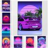 80-е Городская Ночь АВТОМОБИЛЬ ДОМ ЗАКАТ Настенное Искусство 80-е Стиль Outrun Vaporwave Постер Картина Украшение Кавайный Декор Комнаты Холст Постер