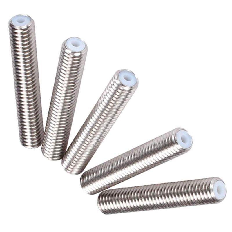 5pcs 3D Printer M6 30/40/50mm MK8 Thermal Broken Throat Stainless Steel for 1.75mm and 3.00mm Jacket Steel with PTFE Pipe
