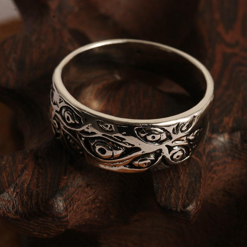 Подарок унисекс женский рок панк хип-хоп кольцо на палец много размеров серебряный цвет резные глаза кольцо