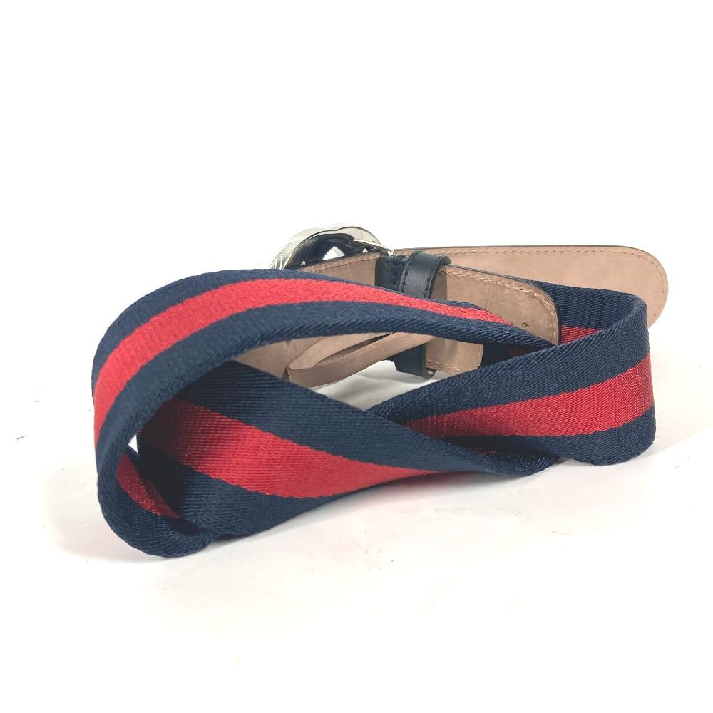 Gucci 411924 GG interlocking G Аксессуары для ремня ремень Кожа/Холст Темно-синий/Красный