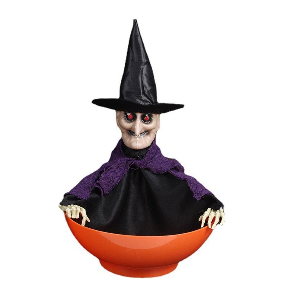 Electric Skeleton Halloween Candy Bowl Glowing Plastic Fruit Bowl Battery Powered Halloween Ghost Ornament Gift