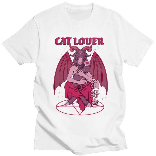 Мужская футболка Забавный Бафомет Злой Сатана Демон Топы Мужчины Женщины Harajuku Мультфильм Графический Футболка Люцифер Коза Футболка Футболки с короткими рукавами